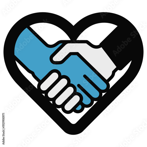 Handshake inside heart icon love partnership