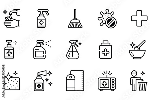 Hygiene and Cleaning Icons for Health and Safety vector