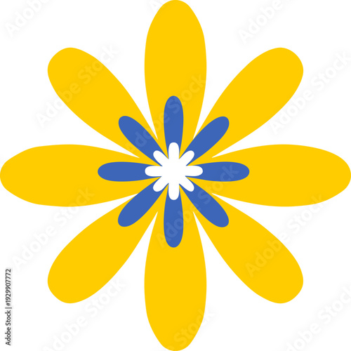 flower symmetric yellow bright colorful doodle hand drawn illustration