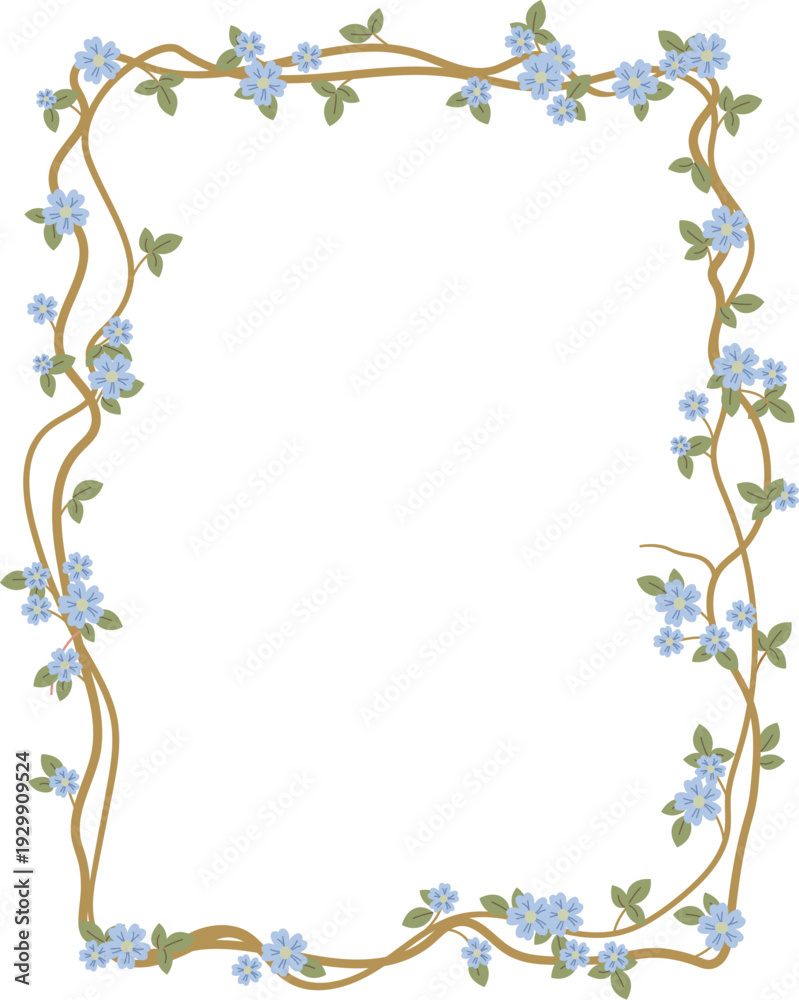 Fototapeta premium Flower Frame With Vines Border