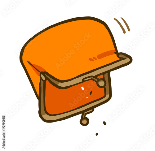 中身がからっぽのがま口財布の手描きイラスト素材