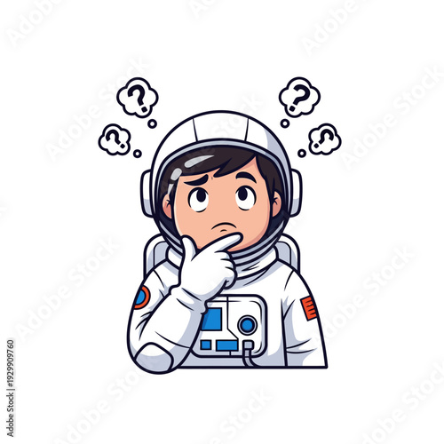 Puzzled Astronaut Thinking with Question Marks - Space Explorer Pondering Dilemmas