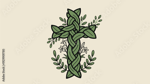 Braided Leaves Forming Celtic Knotwork Design.