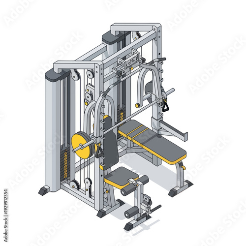 Modern Multi-Gym Machine for Strength Training and Fitness