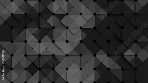 Dark Beveled Triangle Geometric Background 3D Illustration