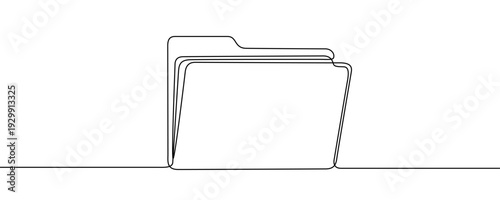 Document folder in line art style. Minimalist drawing of an open stationery folder made in a continuous line. Vector illustration.