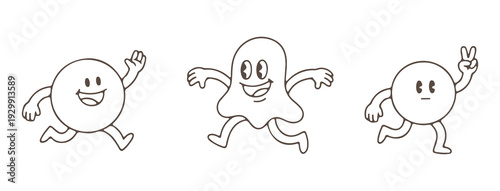 Three cartoon egg characters in various poses