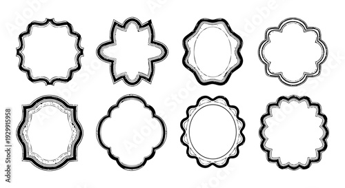 vintage blank decorative frames with distressed grunge borders perfect for retro invitations badges and graphic design elements