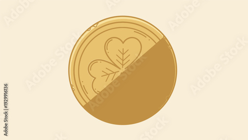 Gold Coin with Leaf Design.