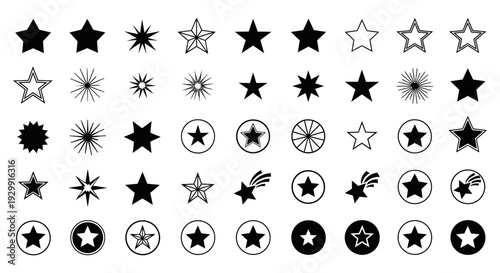 a comprehensive collection of star icons and vector graphic elements ideal for web ui app design rating systems and awards.