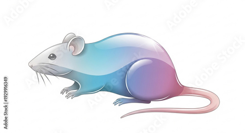 Colorful gradient mouse with vibrant blue purple and pink hues standing on white background symbolizing creativity and playfulness