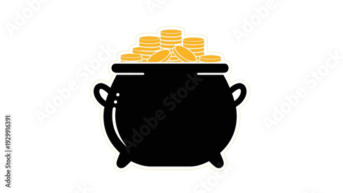 Black Cauldron Filled Gold Coins.