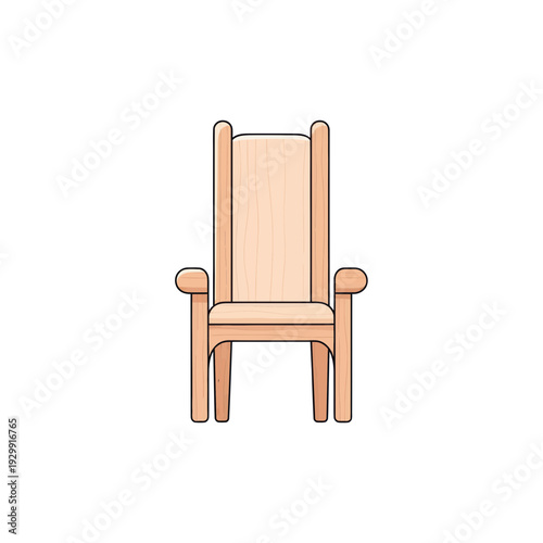 Simple Wooden Throne Chair Illustration