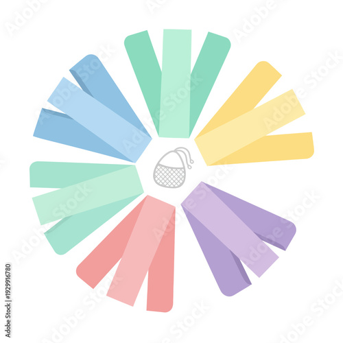 Circular Ribbon Flower with Mesh Bag Center - Pastel Colors