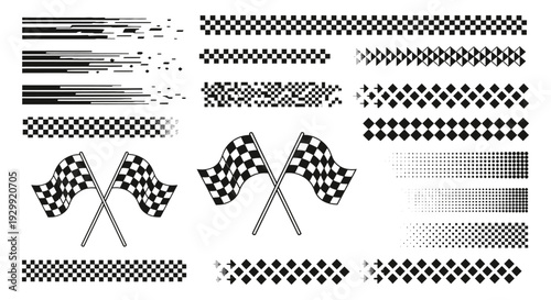 dynamic racing patterns checkered flags and abstract speed lines for motorsport and competition design elements