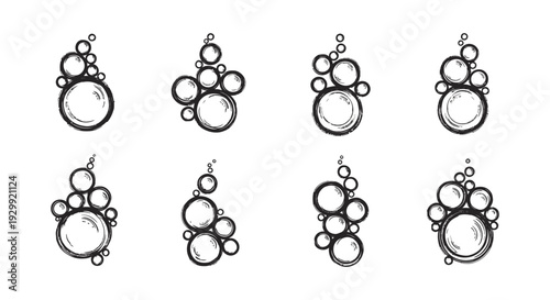 hand-drawn bubble design elements with textured brush strokes ideal for graphic resources and creative projects