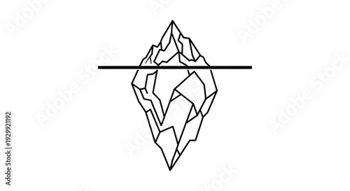 iceberg metaphor graphic showing visible tip and hidden mass below the surface representing underlying issues or unseen potential.