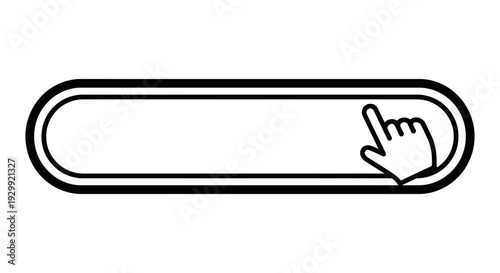 interactive button graphic with a cursor hand icon symbolizing a click action or web navigation ideal for user interface design and call to action concepts