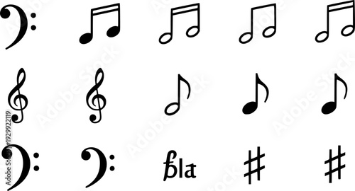 Music notes icon set, Music notes symbol, vector illustration