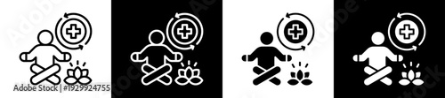 Health Relief Icon Set In Black And White Filled Style Collection