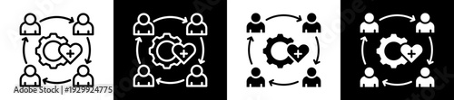 Care Coordination Icon Set In Black And White Filled Style Collection