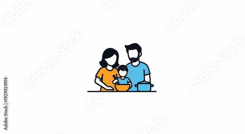 Simple illustration of a family with a baby.