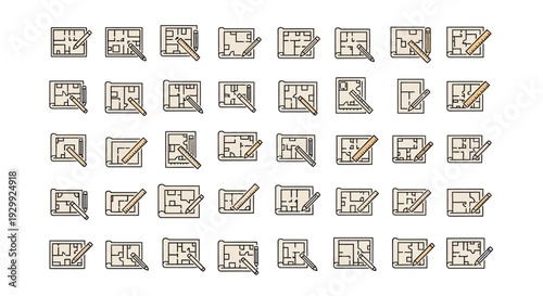 Collection of various beige and brown speech bubbles with different designs and patterns.