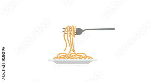 Fork lifting spaghetti from a white plate.
