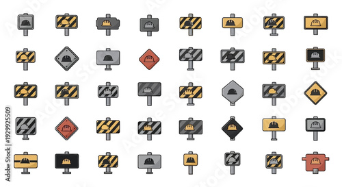 Collection of Various Road Signs and Symbols in Different Shapes and Colors.