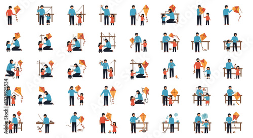 Collection of people working together on various projects and tasks.