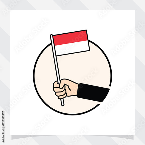 hand holding a white flag, indonesian, palestine, ukraine, korean flag vector illustration.