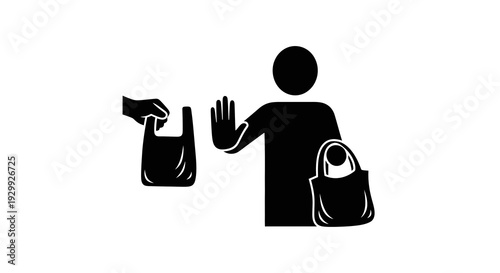 Person refusing to accept a bag from another person.