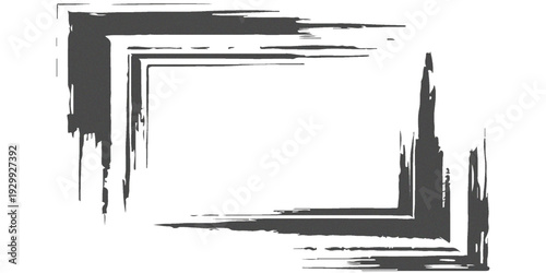  black and white abstract art piece featuring a square frame with brushstrokes.