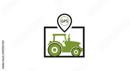 GPS enabled green tractor icon on white background.