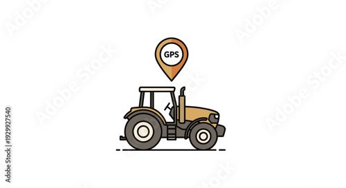 Tractor with Location Pin Icon Illustration.