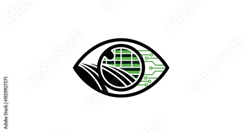 Stylized Eye with Green Globe Iris Symbolizing Environmental Awareness.