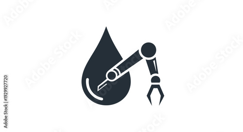 Oil Drop with Robotic Arm and Wrench.