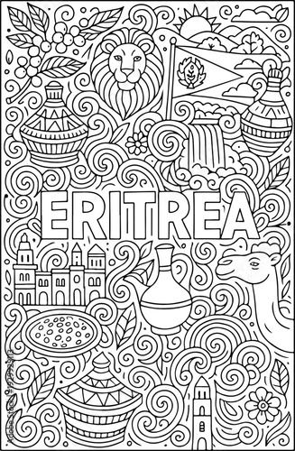 Eritrea hand drawn vector illustration doodle art line art coloring page for kids