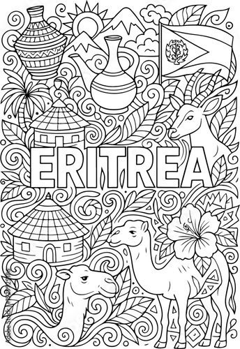 Eritrea hand drawn vector illustration doodle art line art coloring page for kids