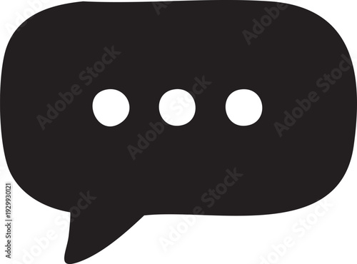 Black speech bubble chat icon vector with cartoon dog paw smile communication symbol illustration