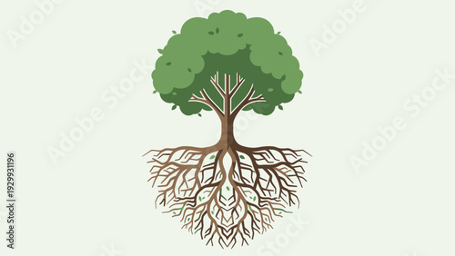 Tree with Visible Roots and Branches.