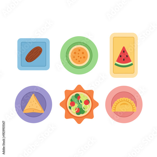 Preparing for Iftar with Fruits and Dishes Illustration