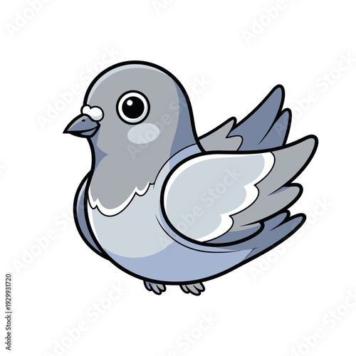 Cute cartoon pigeon bird illustration, simple and adorable