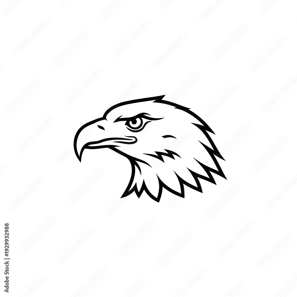 Obraz premium Eagle Head Silhouette, Majestic Bird of Prey Icon, Minimalist Vector Art