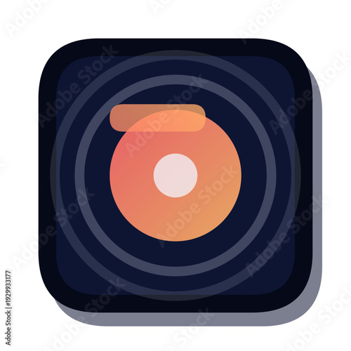 Radio ripple selector icon, dark mode neon gradient UI vector