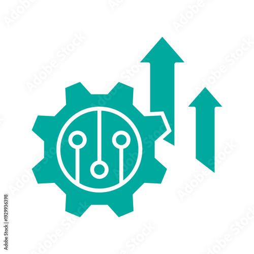Line icon of cloud with gears and light bulb, symbolizing cloud computing, innovation, automation, and digital transformation.