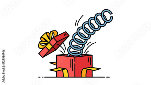 Red Gift Box Exploding with Surprise Inside.