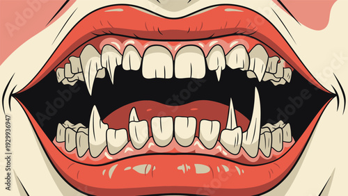 Illustration of Open Mouth with Teeth.