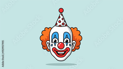 Cartoon Clown Face with Red Nose.