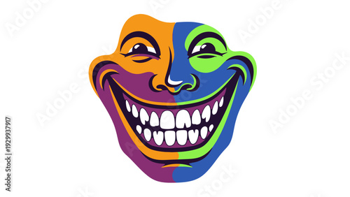Colorful Comedy Mask Happy Face Expression.
